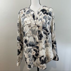 Calvin Klein Long Sleeve Button Up Floral Blouse